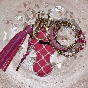 Pink Floral Bracelet Keychain